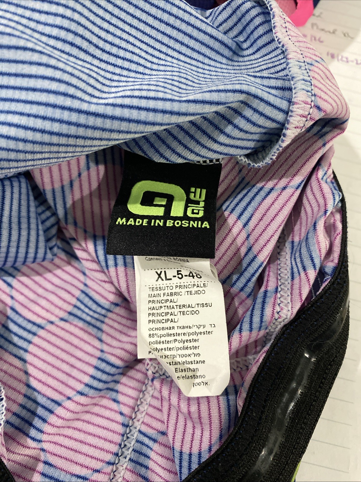 Ale Women’s XL Italian Cycling Jersey Pink Blue Short Sleeve Rear Pocket