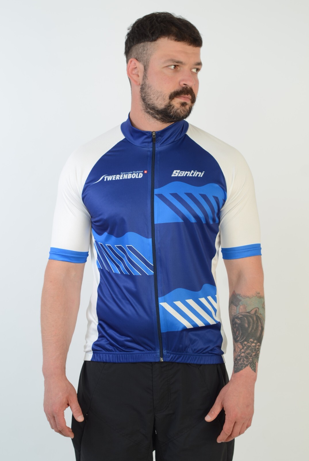 Santini SMS Men’s Blue Full Zip Cycling Jersey Size XL-XXL Made in Albania