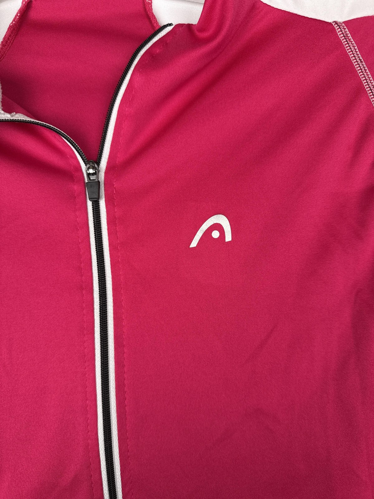 HEAD Cycling Jersey Womens 38 Pink White Short Sleeve Full Zip Pocket Back