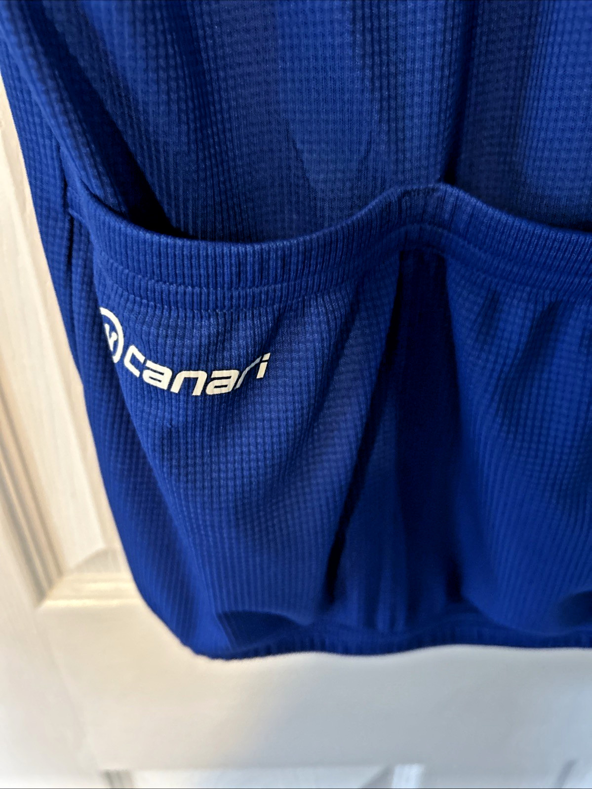 Canari 1/4 Zip Pullover Cycling Jersey Top Pockets at Back Blue Size L