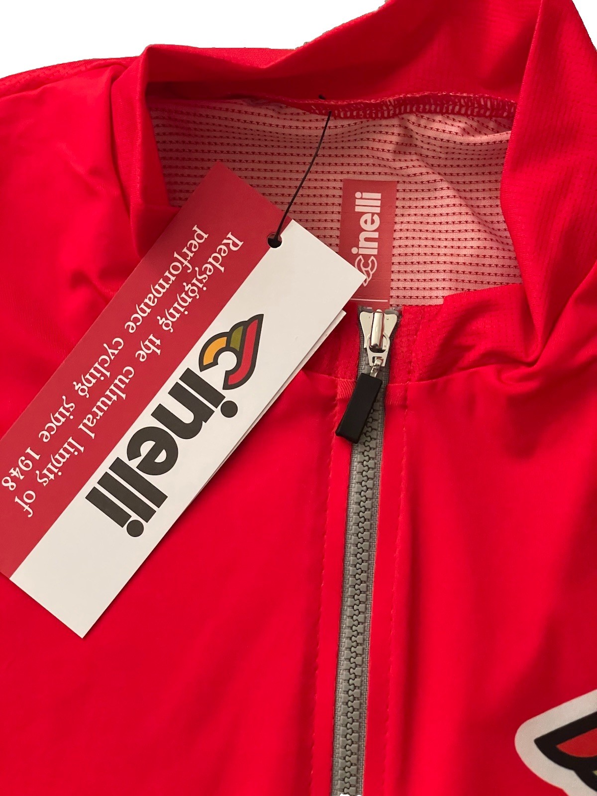 Cinelli Tempo Mesh Full Zip Cycling Jersey Size M Red “In Bike We Trust”