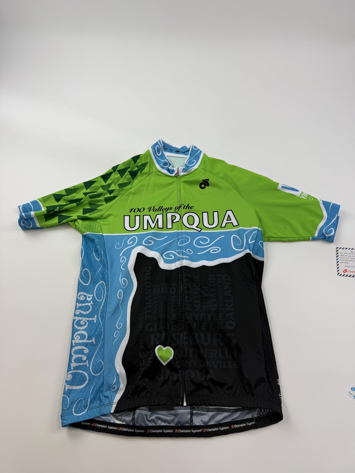 Champion System Shirt Mens Large Multicolor Umpqua Ride Wine Dine Cycling Jersey