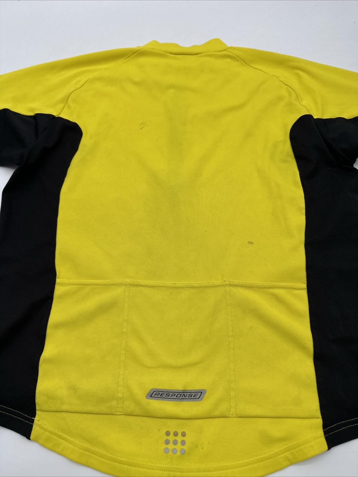 Adidas Cycling Shirt Youth Boy Medium Yellow 3/4 Zip Logo Pockets…#7604
