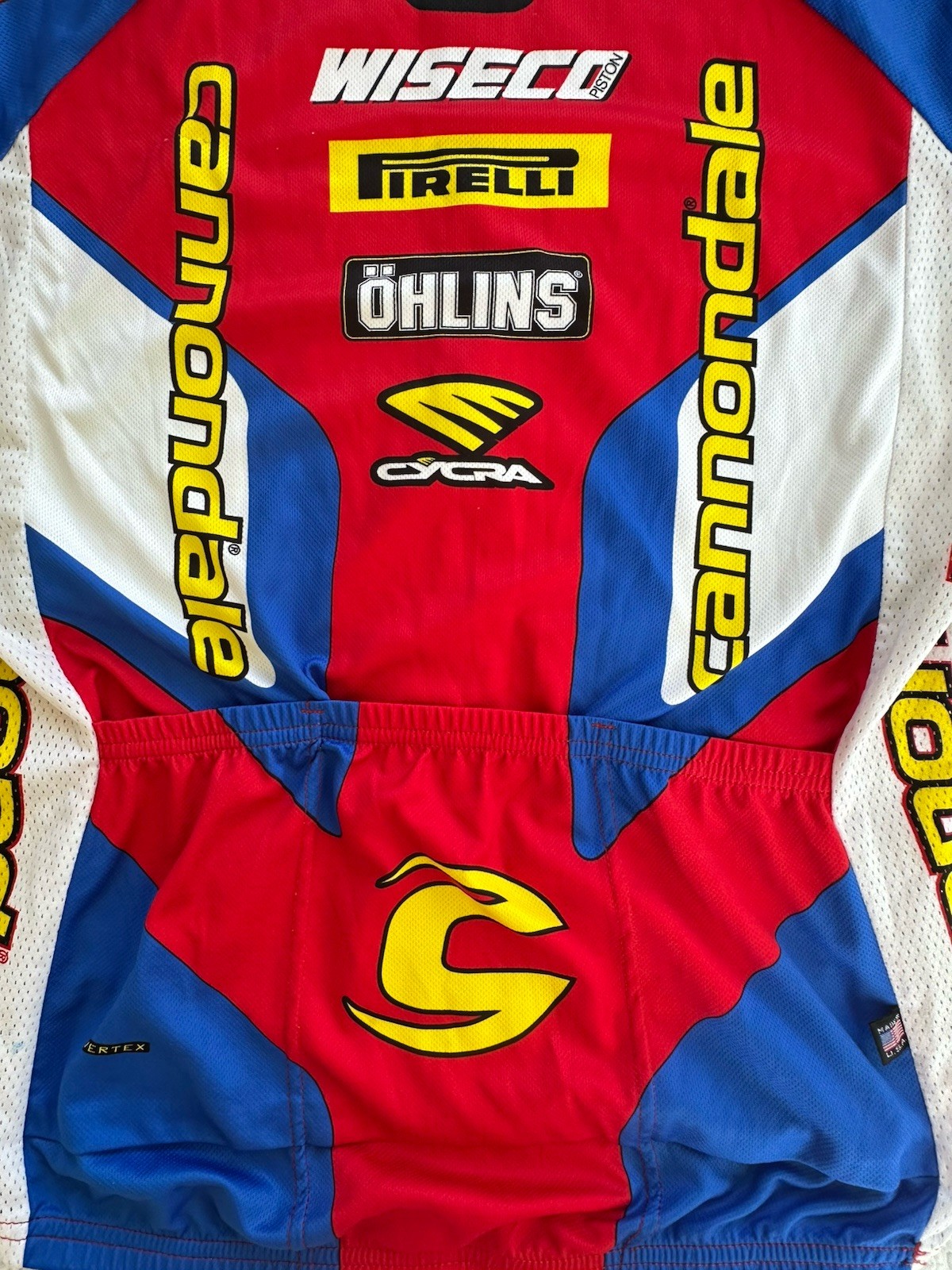 Vintage Cannondale Cycling Team Pirelli Ohlins Wiseco Short Sleeve Jersey Medium