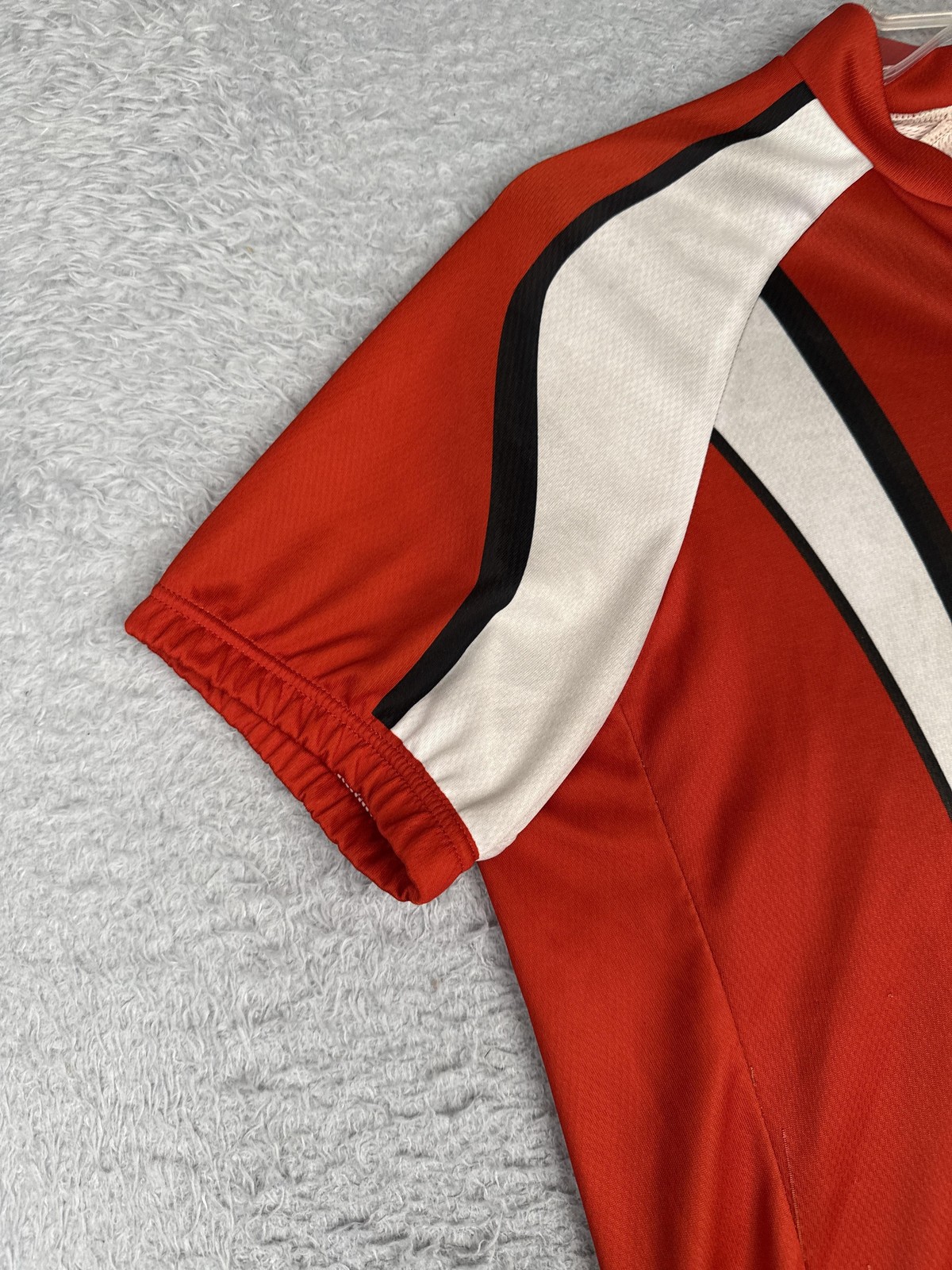 REI Cycling Jersey Mens Medium Red White Black 1/2 Zip Pockets Mock Neck Top