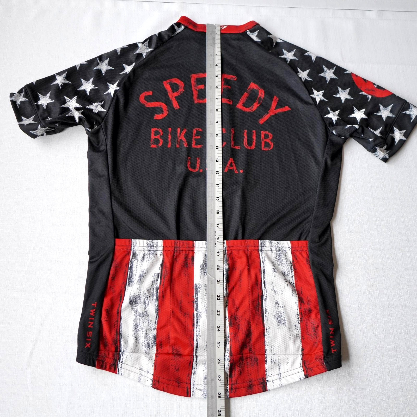Twin Six Mens Speedy Bike Club Cycling Jersey Large Black Red Stars Stripes USA