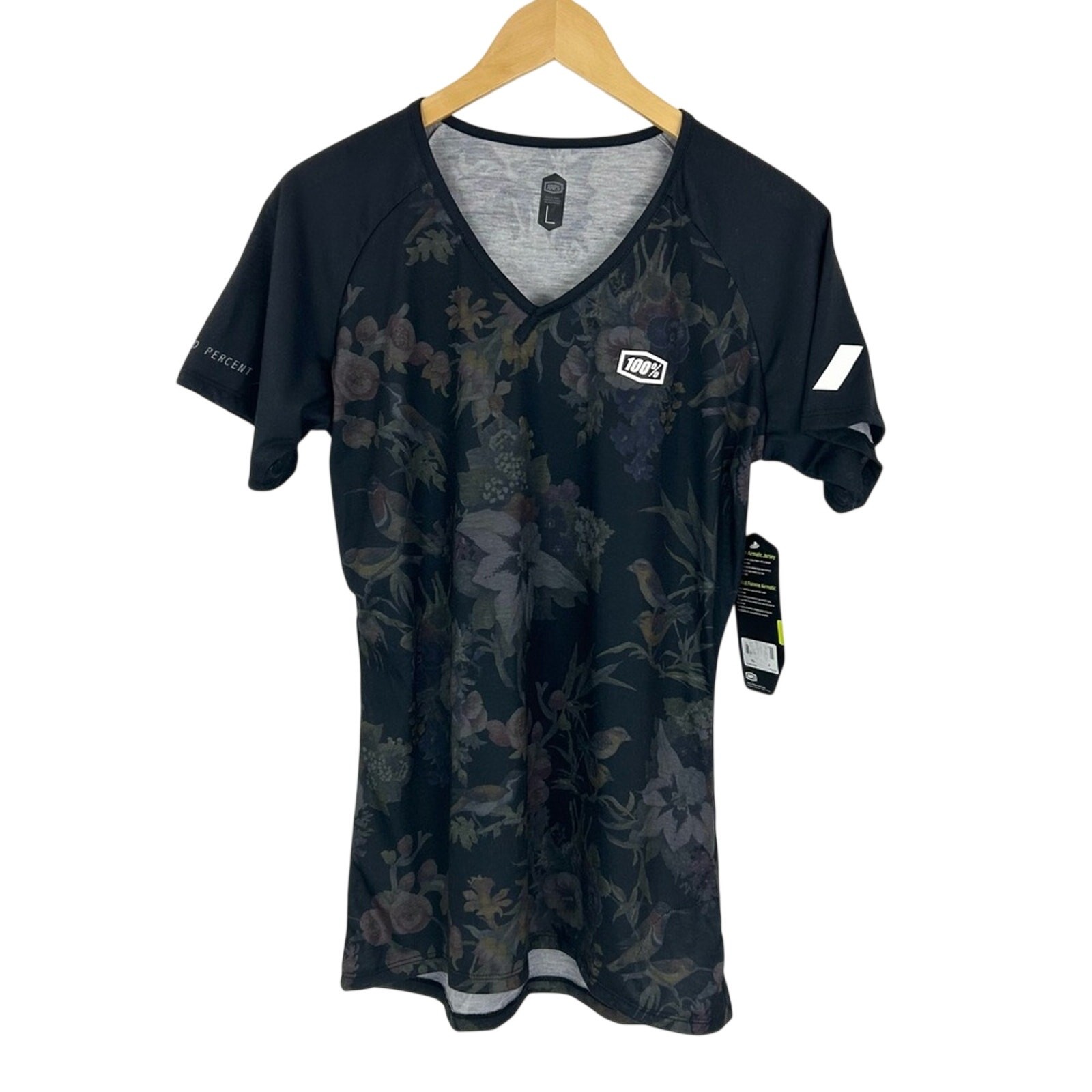 Women’s 100% Airmatic Mountain Bike MTB Cycling Jersey in Black Floral Size L