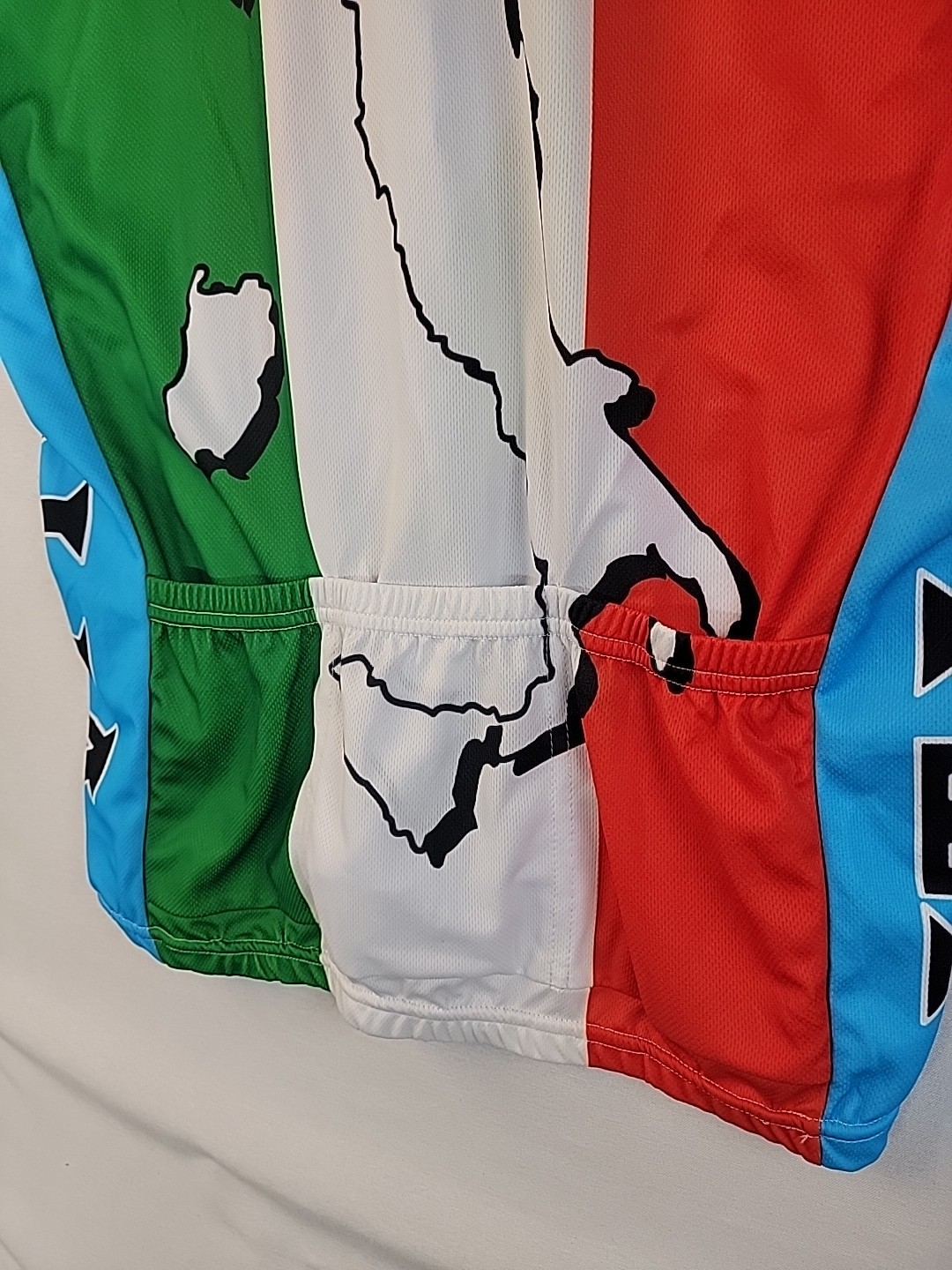 Italy Flag Cycling Shirt XL Blue All Over Print 3/4 Zip Back Pockets Bicycle NWT