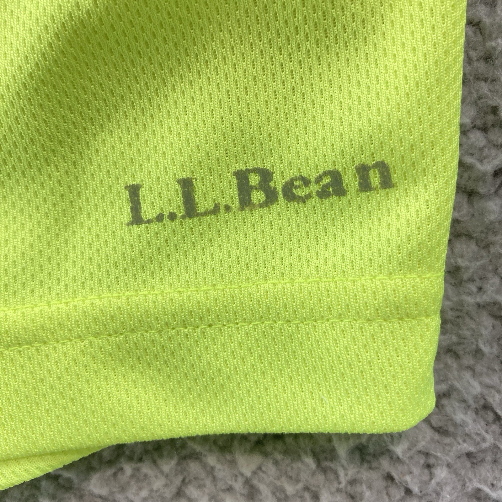 LL Bean Cycling Jersey Men Large Neon Yellow Reflective Active Protection Pocket