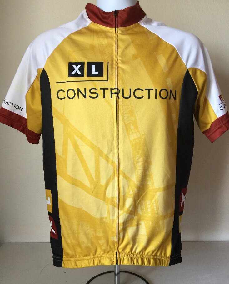 XL Construction Cycling Jersey Mens XL Gold Maroon Black Full Zip