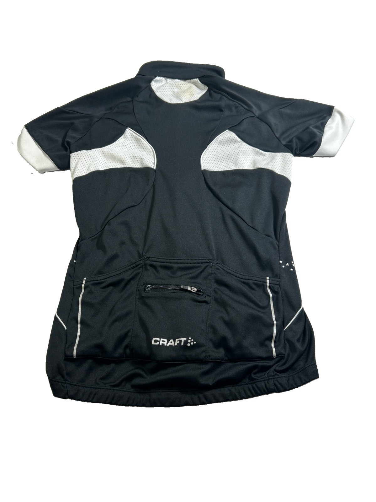 Craft Cycling Jersey Womens Small Black White Full Zip Short Sleeve Pocket Top