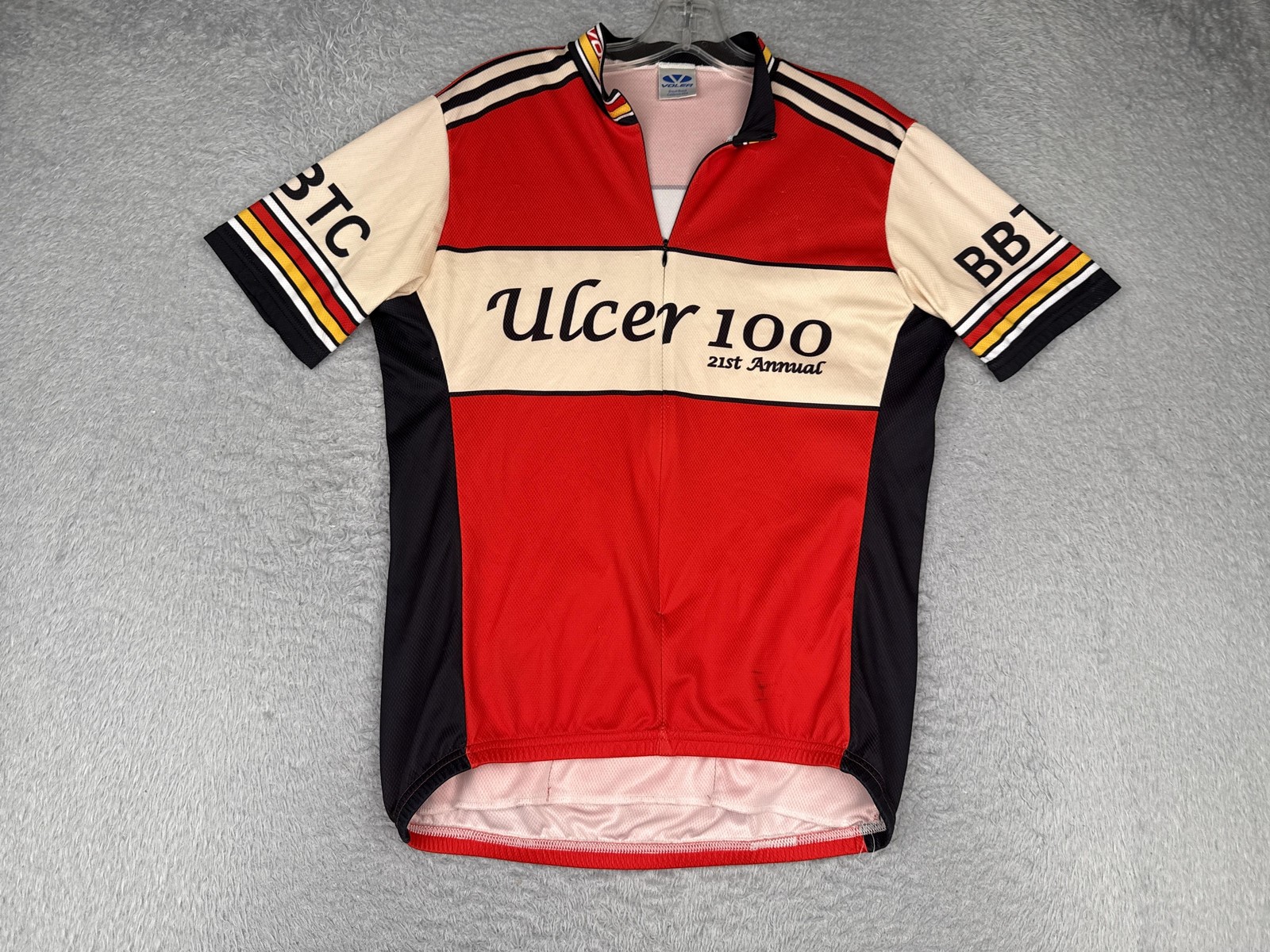 Voler Ulcer 100 21st Annual Cycling Jersey Mens Large Red 1/4 Zip Pockets BBTC
