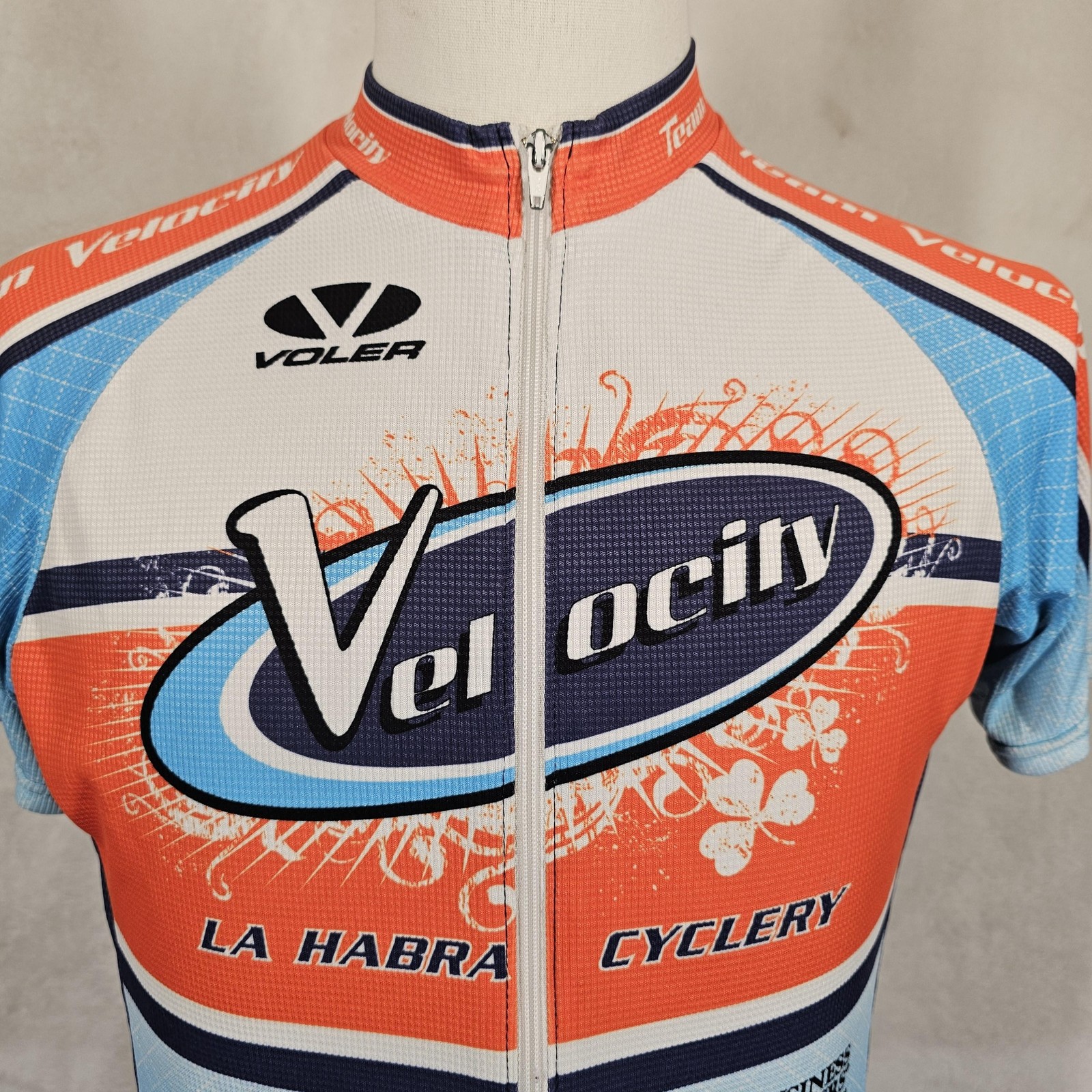 Voler Velocity La Habra Cyclery Jersey Mens Medium USA Cycling Shirt Full Zip