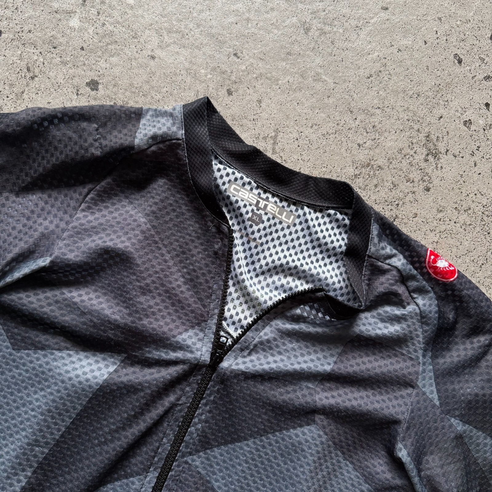 Castelli Womens Black Grey Geometric Camo Full Zip Cycling Jersey Size – L/XL