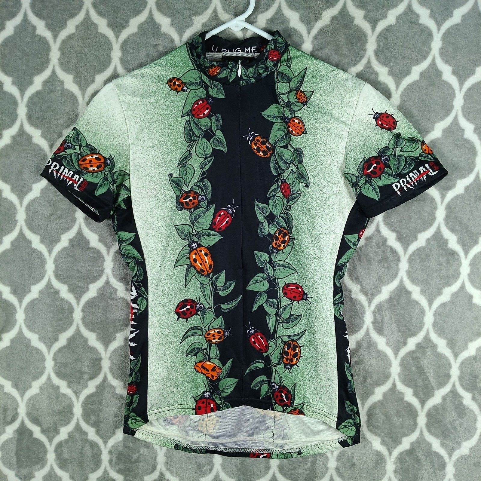 Primal Wear Cycling Jersey Women Medium Green Ladybug U Bug Me 3/4 Zip