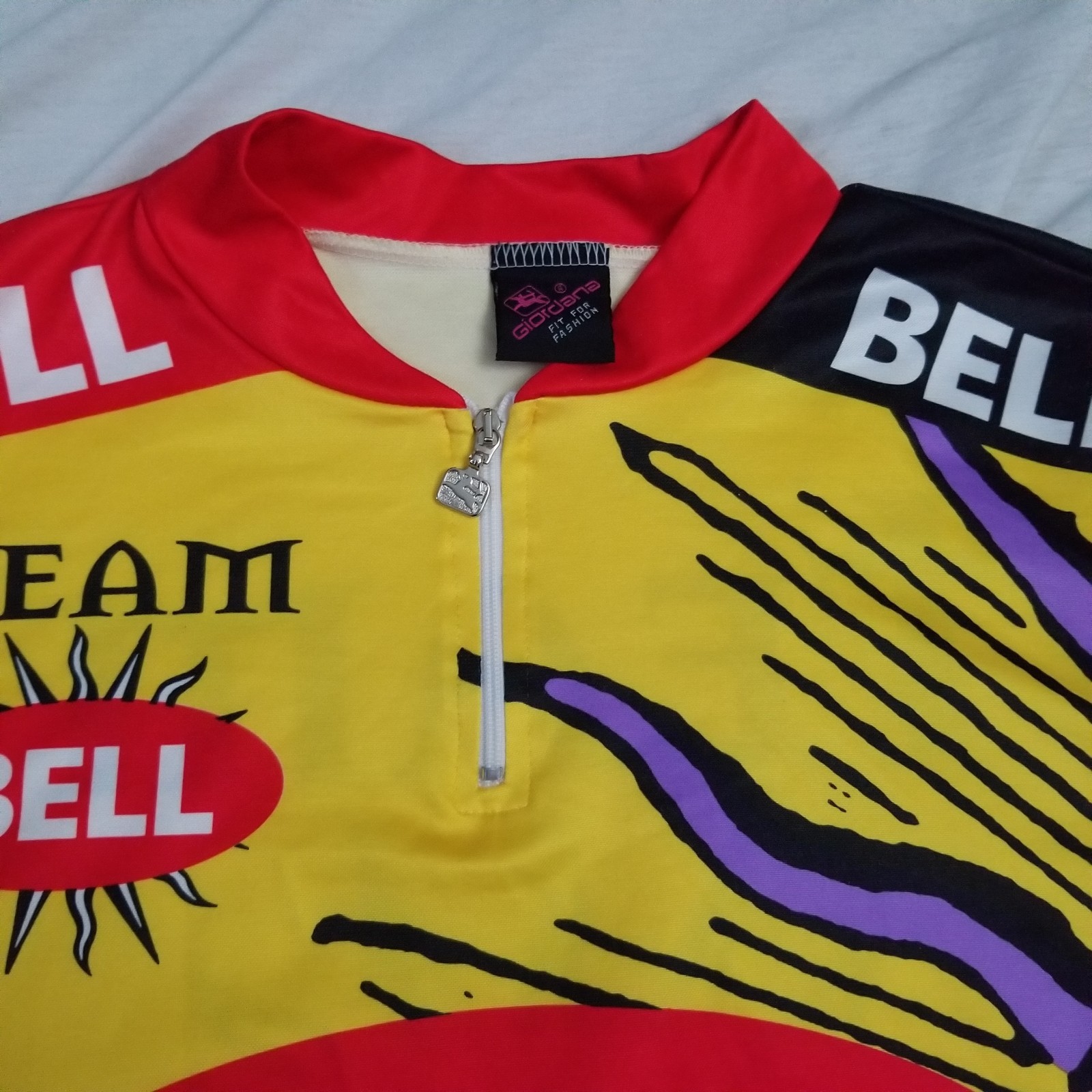 Vintage Giordana Cycling Jersey Mens XL Team Bell Racing Race 1/4 Zip Pro