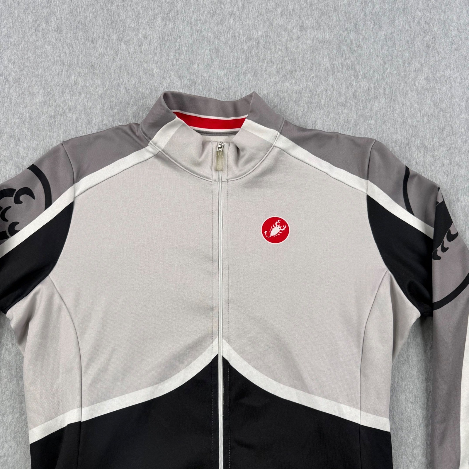Castelli Cycling Jersey Womens Large Black Long Sleeve Full Zip Scorpion Logo