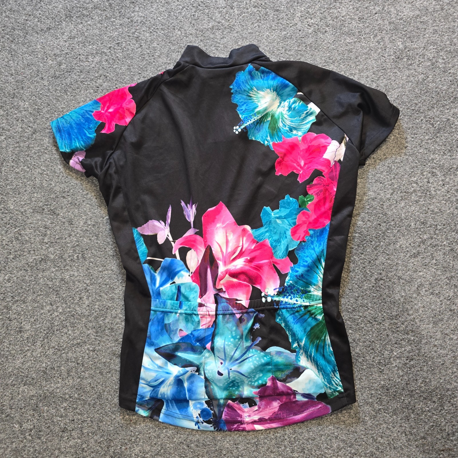 Primal Top Womens Size Small Black Pink Floral Cycling Jersey Stretch Athletic