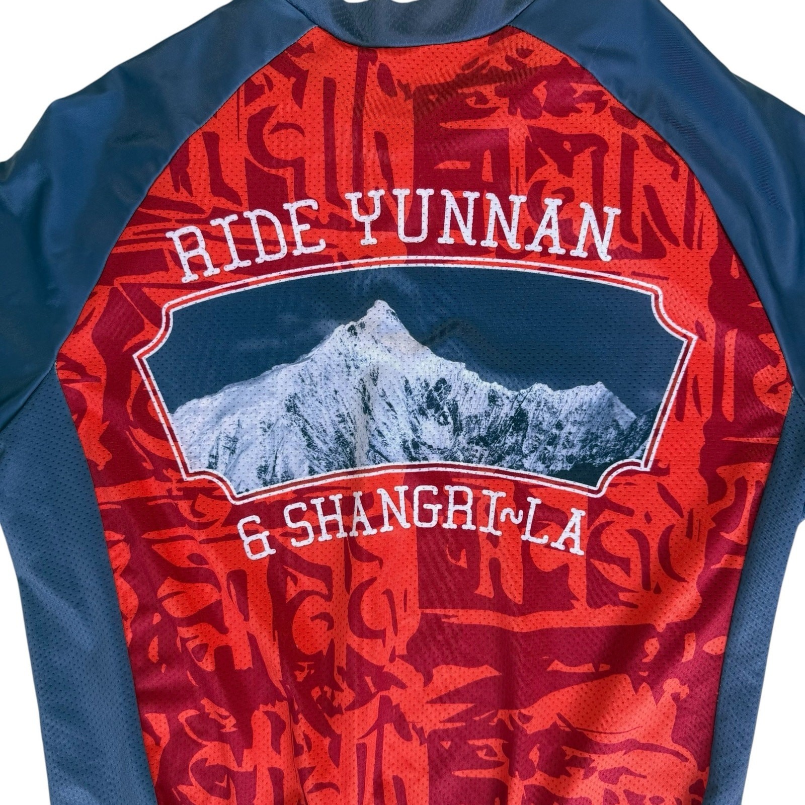 Mens Athletic Full Zip Cycling Jersey Shirt Medium Red Gray China Graphic Sport