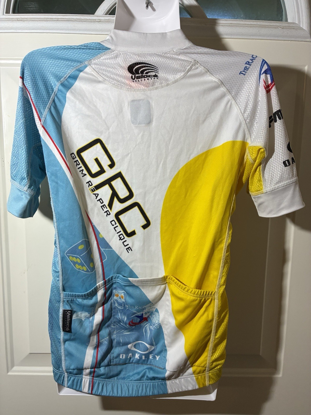 Veloce Cycling Jersey XS Full Zip Multicolor Grim Reaper & Oakley Emblems