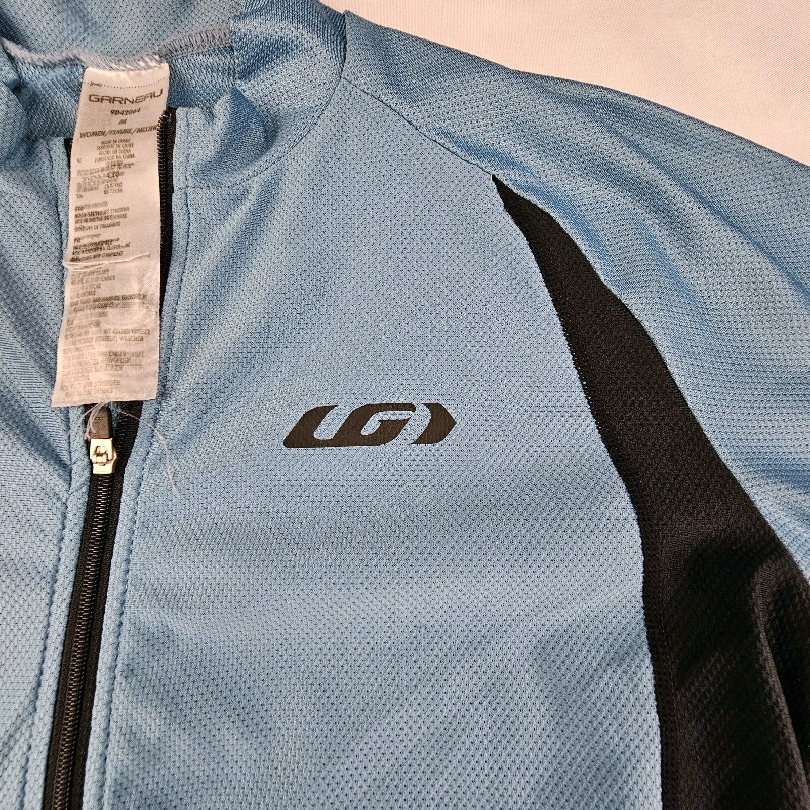 Louis Garneau Womens Med Cycling Jersey Full Zip Front 3 Pocket Back Blue/Black