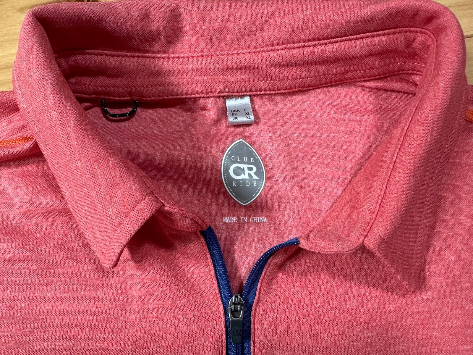 Club Ride Women’s Sz L Cycling Shirt Top 3/4 Sleeve Orange 1/4 Zip Pockets Vent