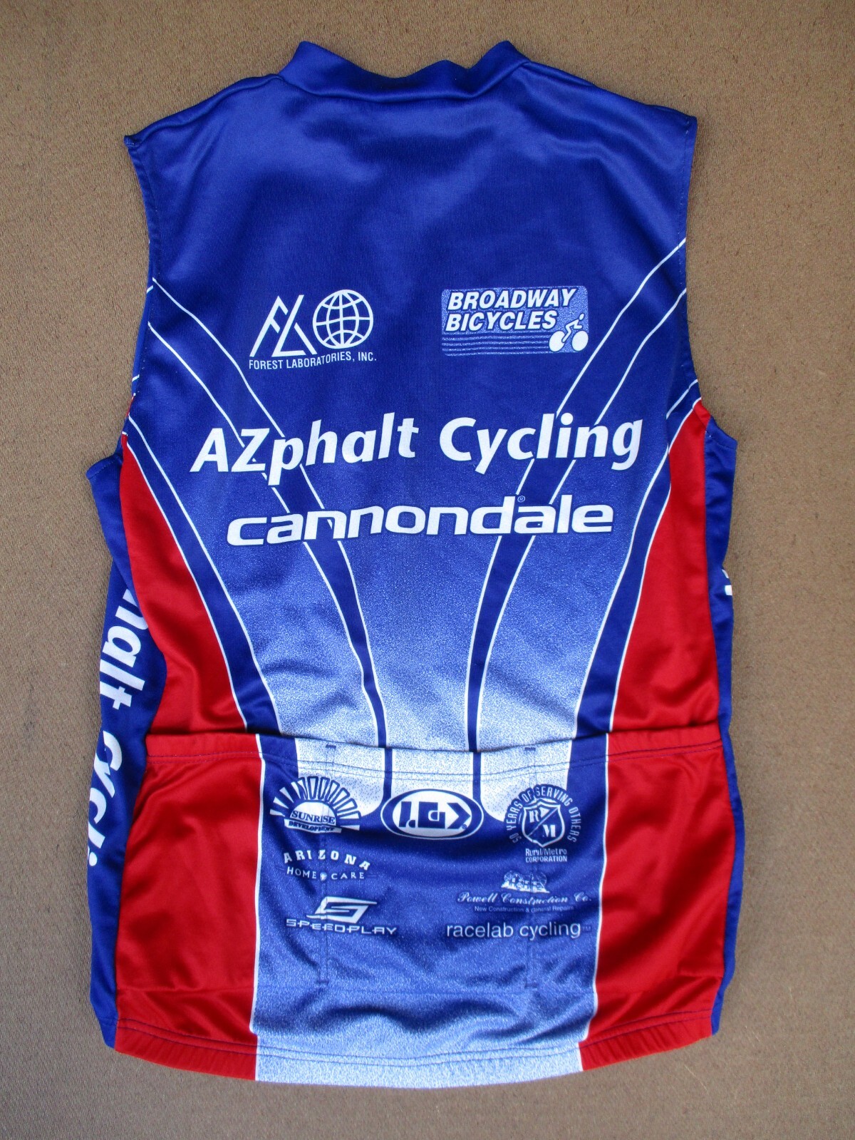 AZphalt Cycling Club Garneau Sleeveless Jersey, Riding Shirt, 43 inch chest