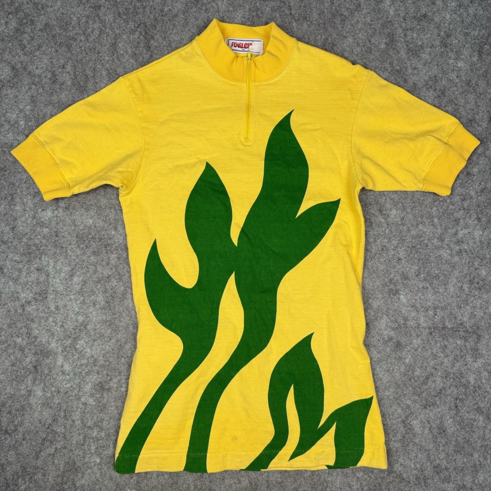 Pearl Izumi Men’s Vtg Biking Shirt Yellow Cotton Cycling Size Medium 1980s Bmx