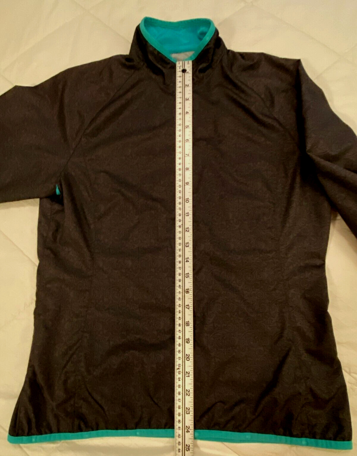 REI LIGHTWEIGHT BIKING SHELL, Black & teal. Media port. PACKABLE! Women’s Med