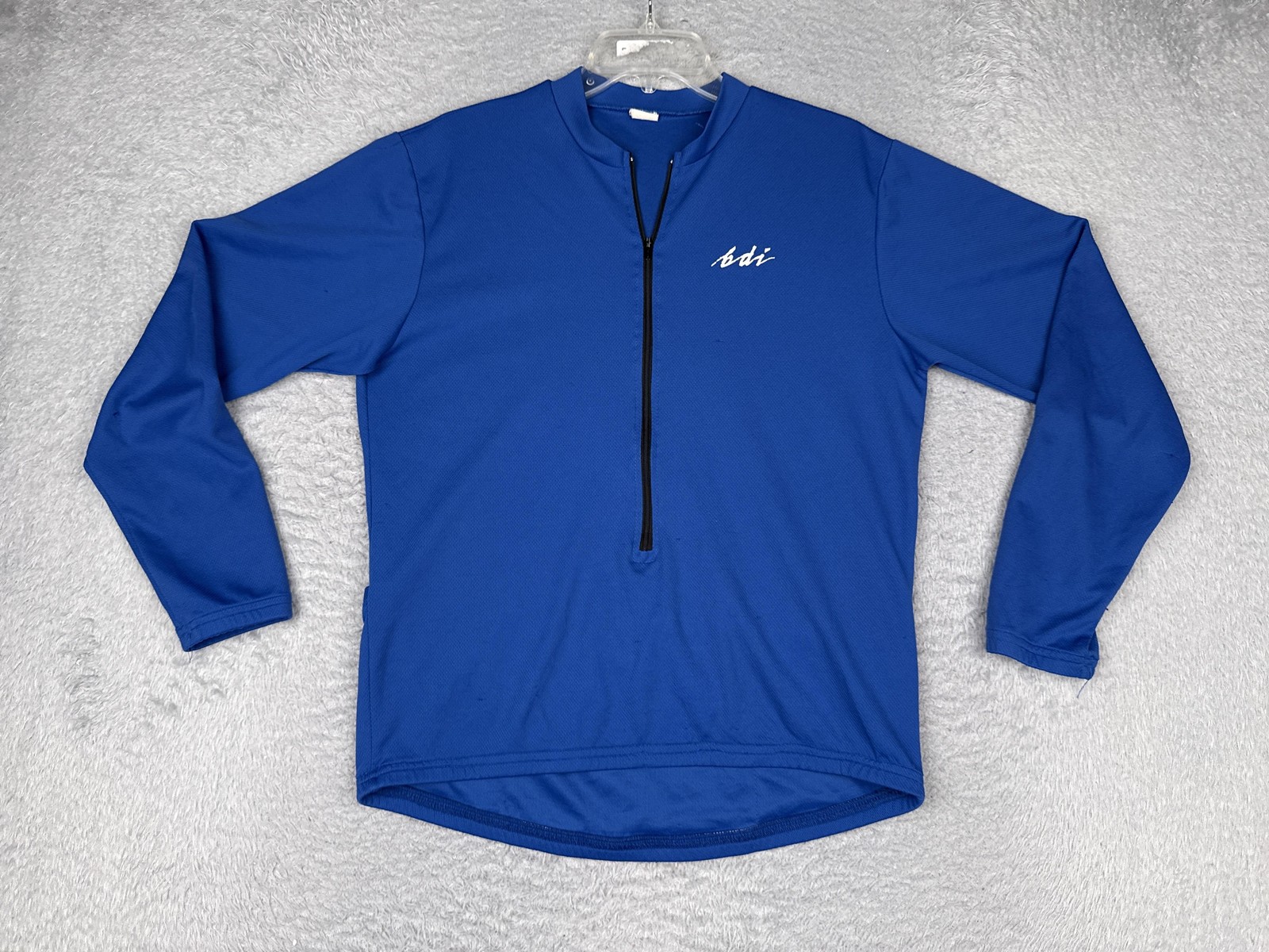 BDI Shirt Mens XL Blue Long Sleeve Cycling 1/2 Zip Jersey Pockets Mock Neck