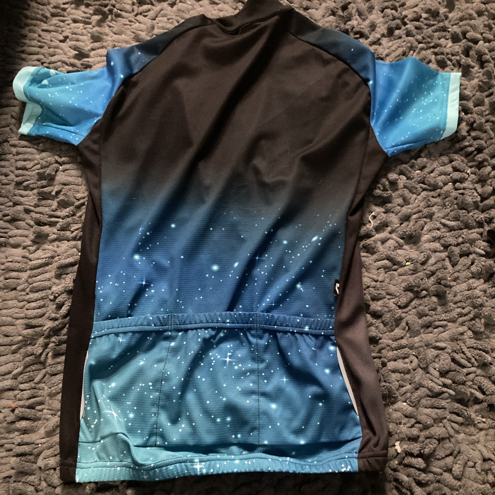 Liv Cycling Women’s Cycling Jersey Large, & Medium Bib Set, Black W/ Blue Galaxy