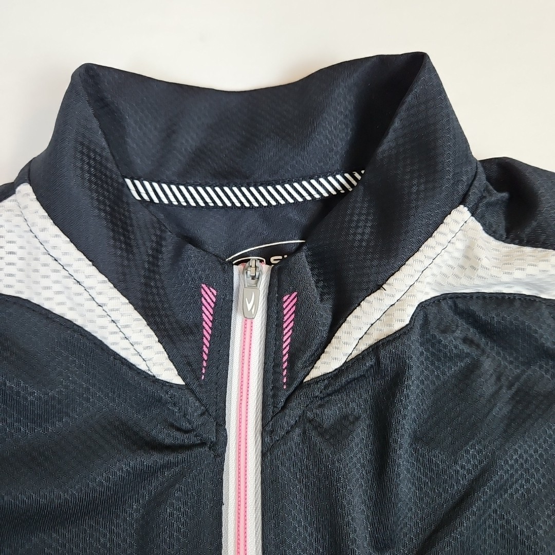 Sugoi RS Cycling Jersey Womens Large Black White Pink Full Zip 57307F Bike Shirt
