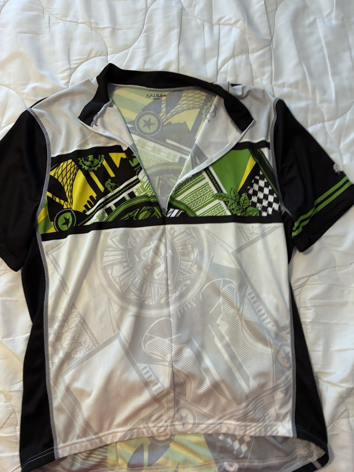 Primal Wear Cycling Jersey Men’s 3XL Green 3/4 Zip Bike Shirt Pockets