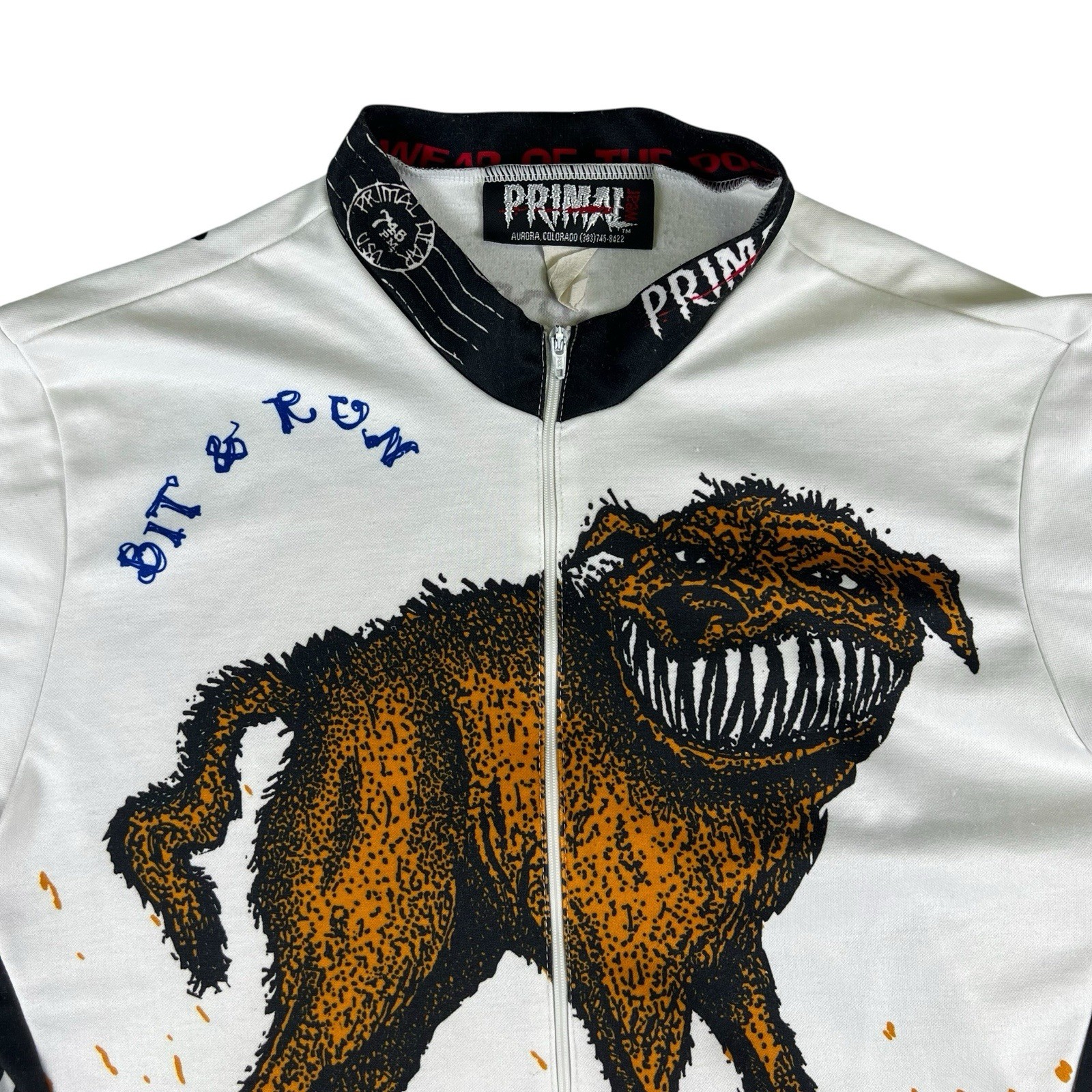 Primal Wear Bit & Run Dog Cycling Jersey Mens Large Full Zip Graphic