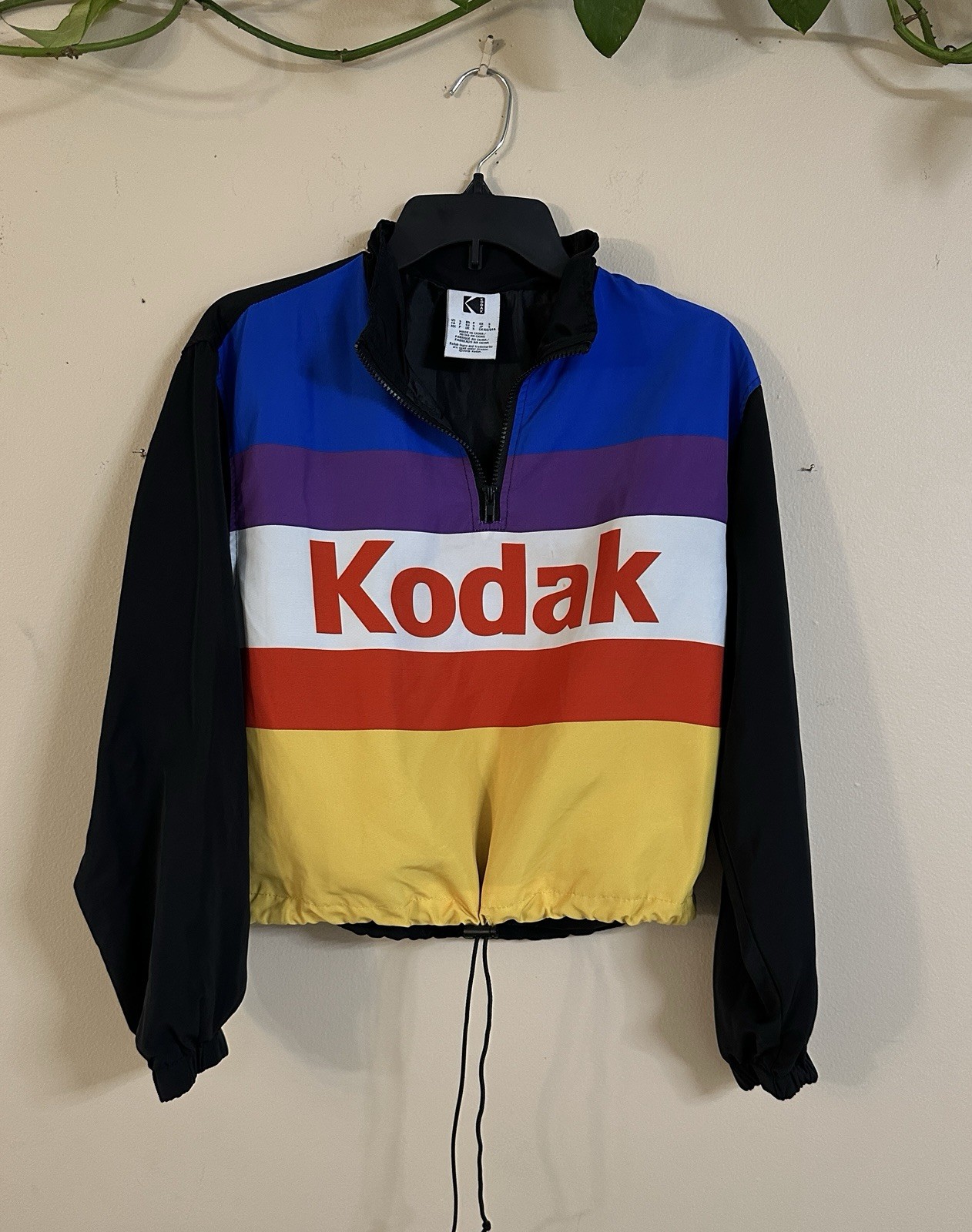Kodak x Forever 21 Colorblock Windbreaker Cropped Anorak Half Zip Y2K Size S