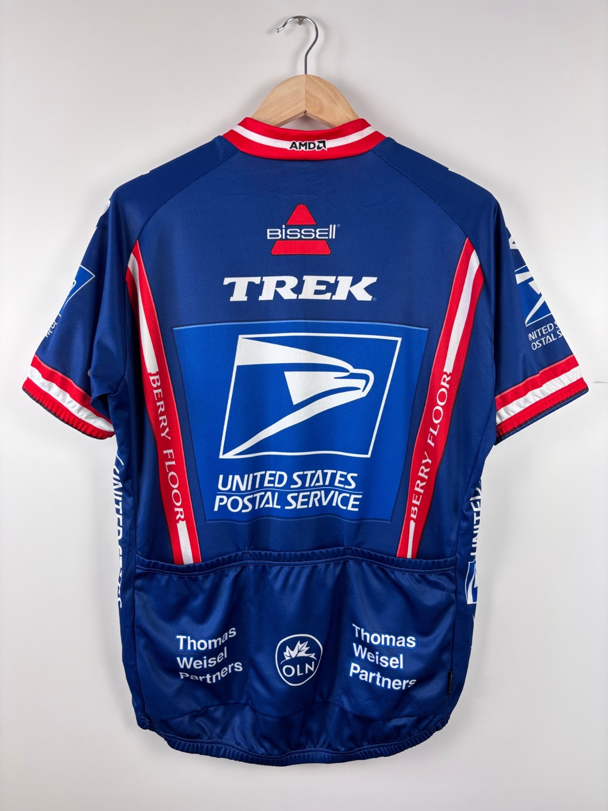 Vintage Y2K Nike USPS Trek Team Cycling Jersey Made In Italy Blue Size XL