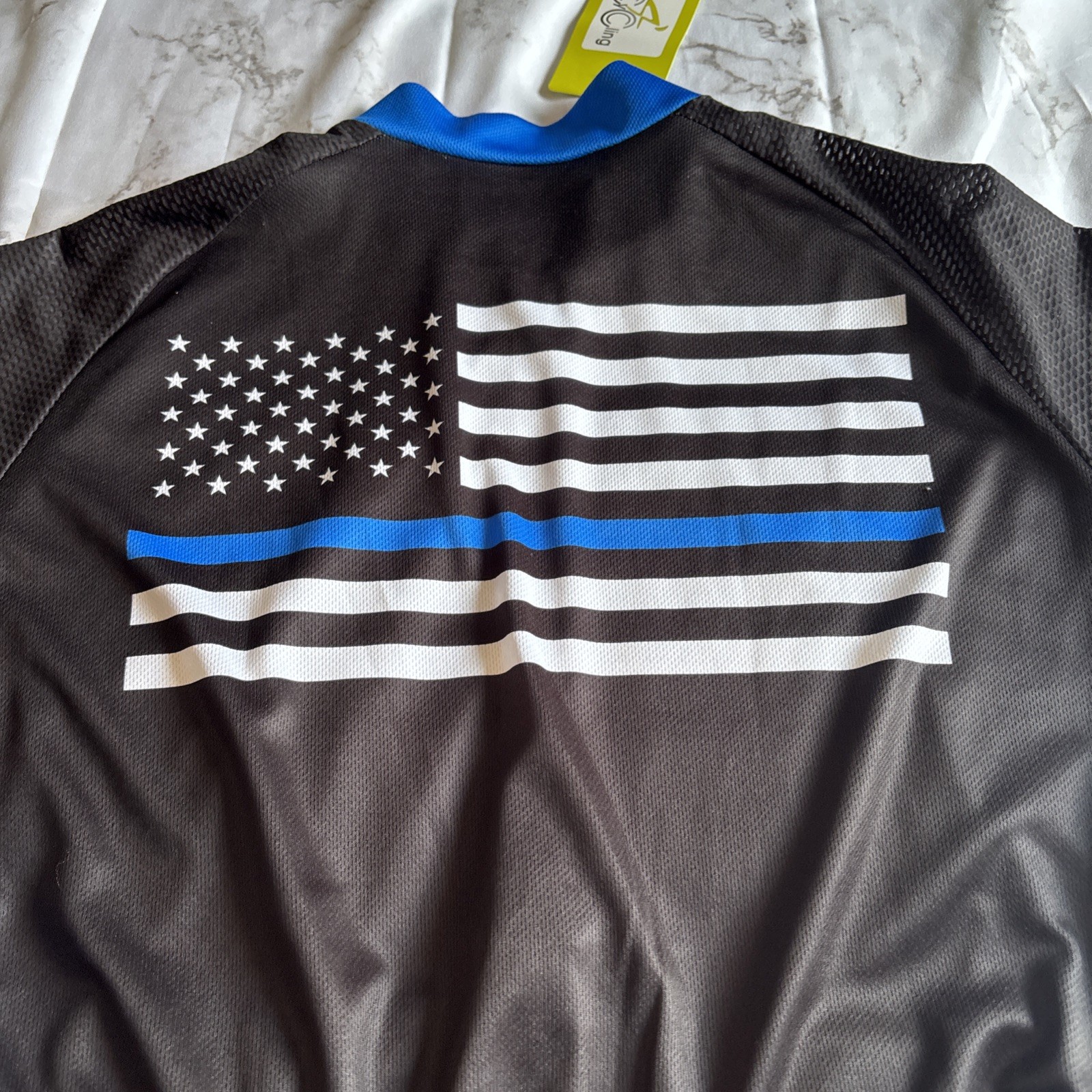 CyCling Cycling Jersey Mens Black Full Zip Rear Pockets Polyester Size L NWT.
