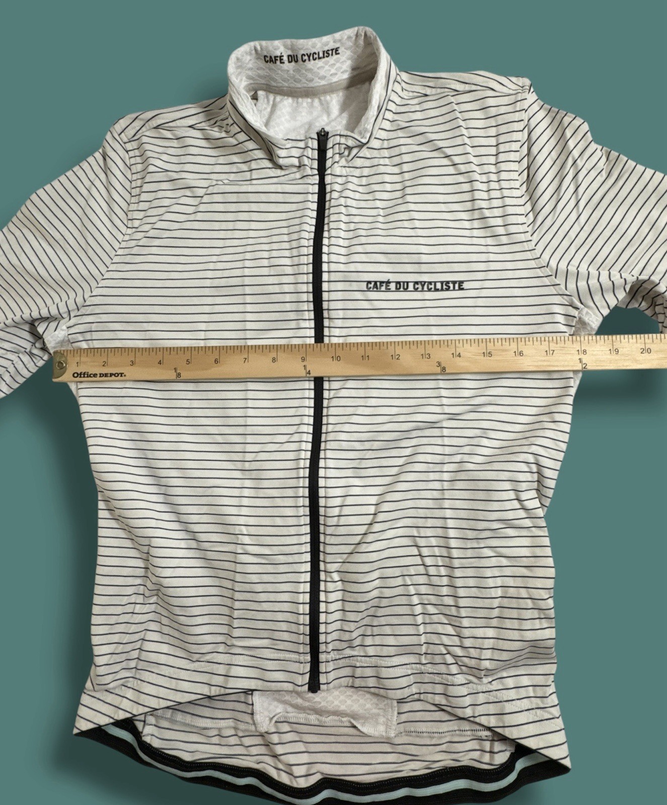 Cafe du Cycliste Francine Performance Cycling Jersey Mens L Striped Full Zip Off