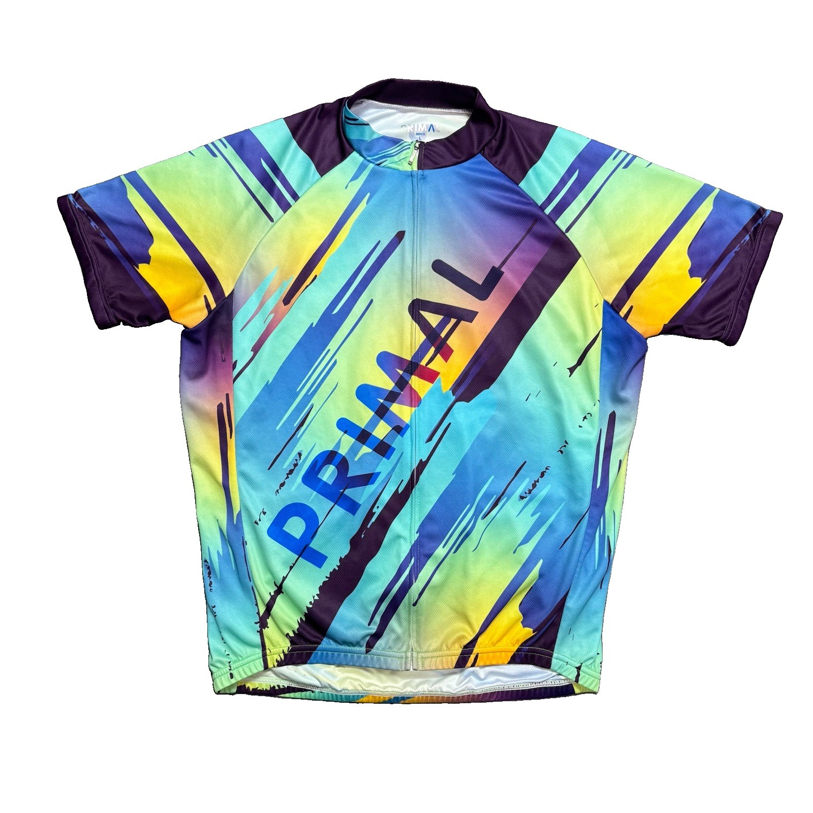Primal Cycling Jersey Men’s L Full Zip Multicolor Graphic 3 Pocket Bike Shirt