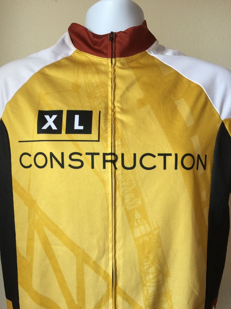 XL Construction Cycling Jersey Mens XL Gold Maroon Black Full Zip