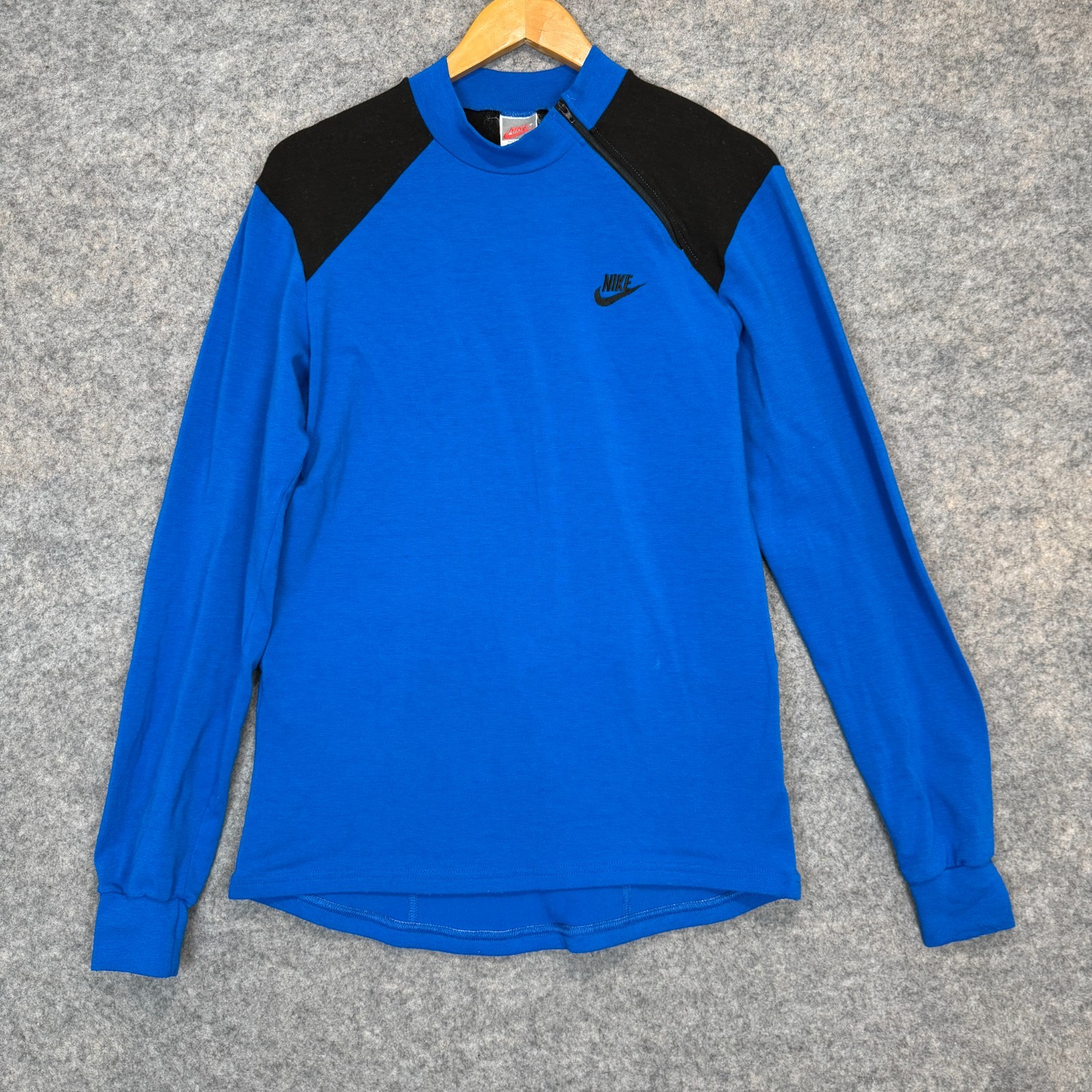 Vintage Nike Cycling Shirt Mens Large 80s 90s Side Zip Blue Black Pockets USA