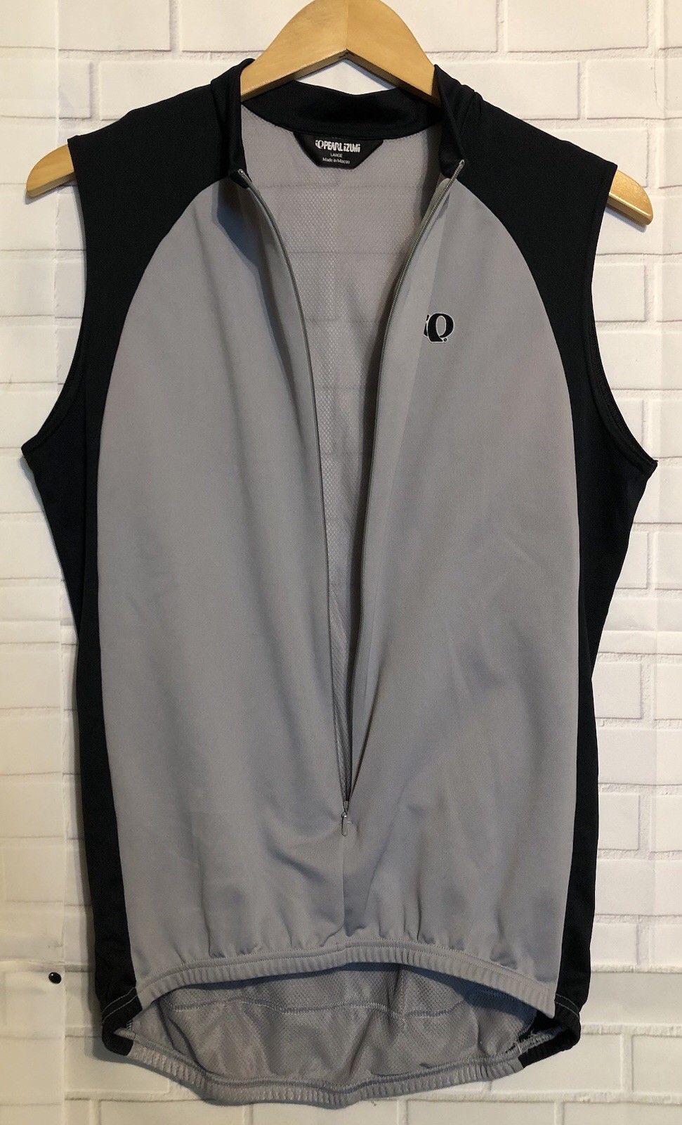 Vintage Pearl Uzumi Gray Black Sleeveless Bike Cycle Cycling Zip Jersey L