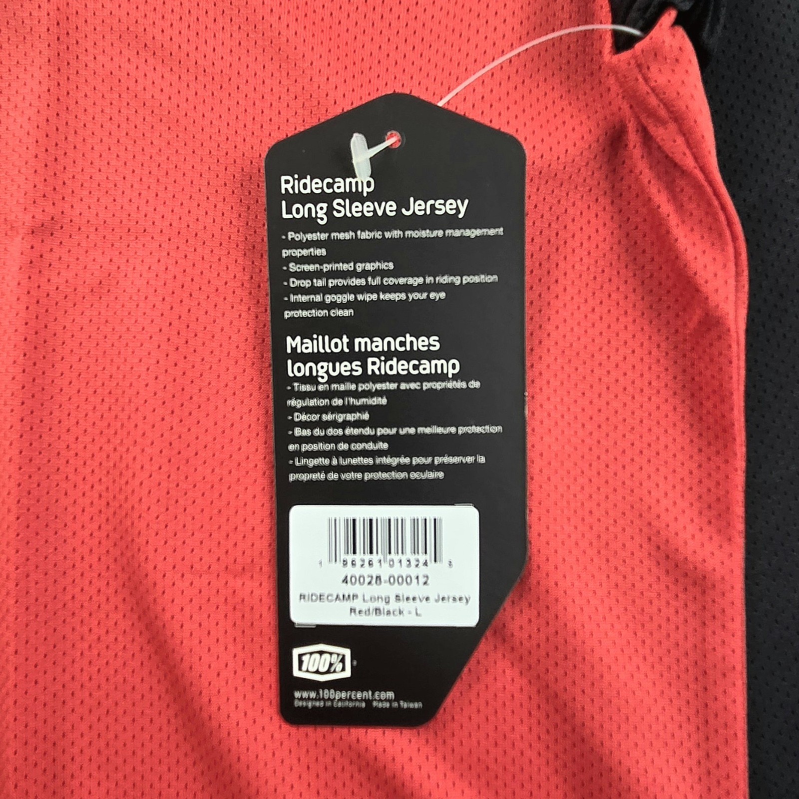 100% Ridecamp Long Sleeve Mountain Bike Jersey Size Large Red/Black MTB BMX