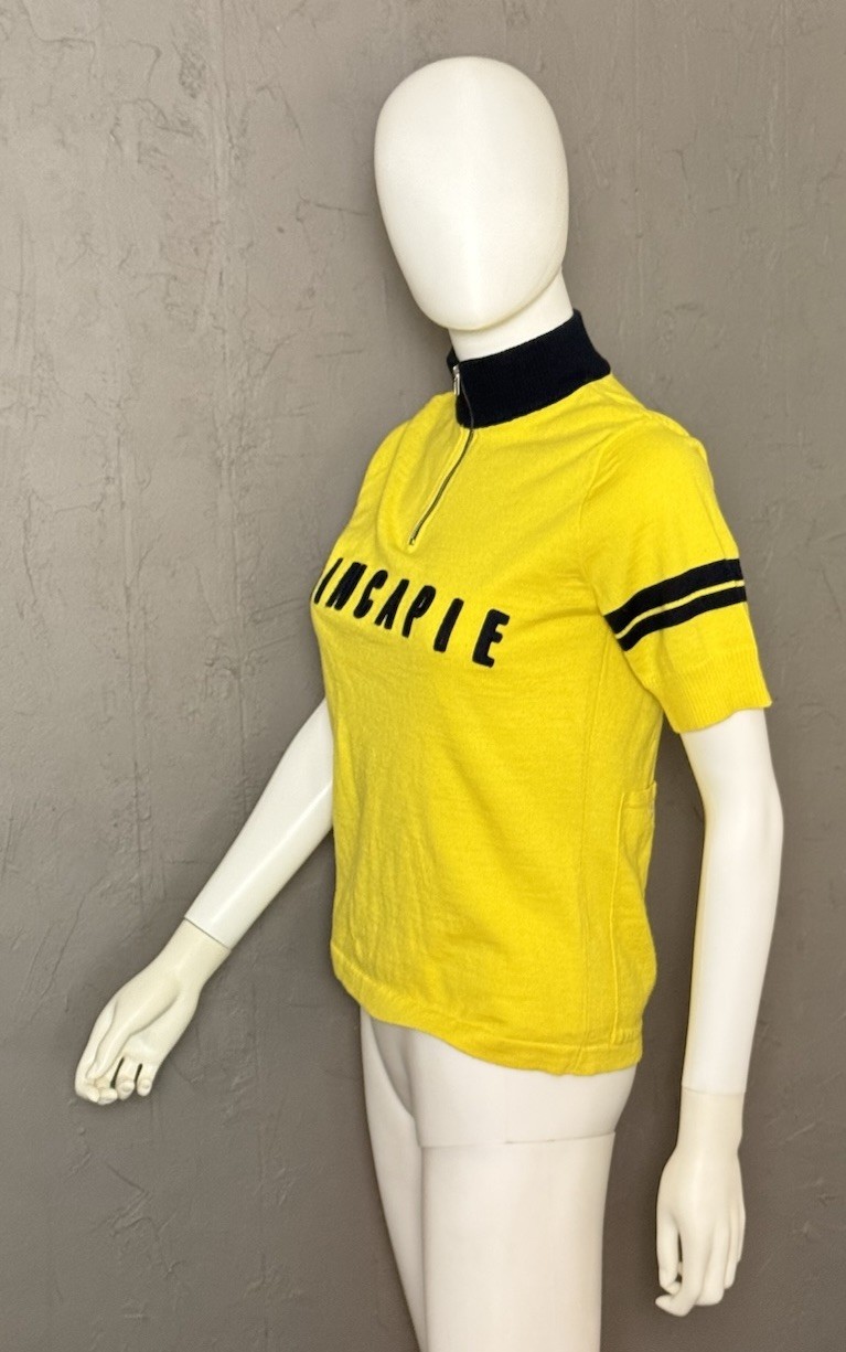Hincapie Wool Cycling Jersey 1/4 Metal Zip Yellow + Black Made in Italy Medium