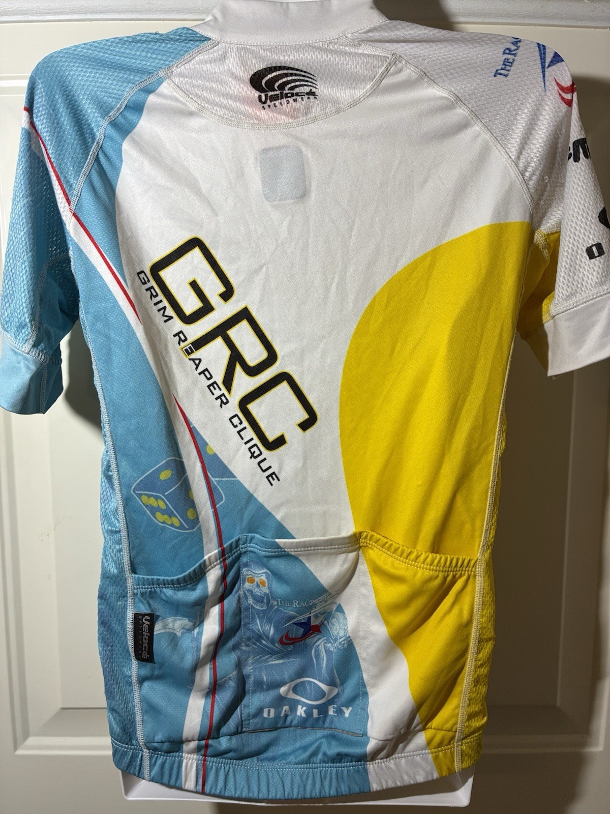 Veloce Cycling Jersey XS Full Zip Multicolor Grim Reaper & Oakley Emblems