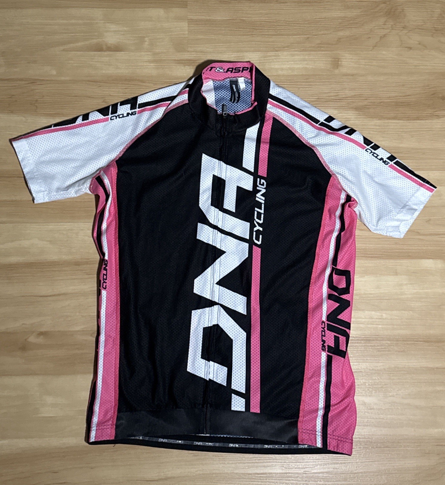 DNA Cycling Dirt & Asphalt Jersey Medium-Black/Pink/White Logo Full Zip 3 Pocket