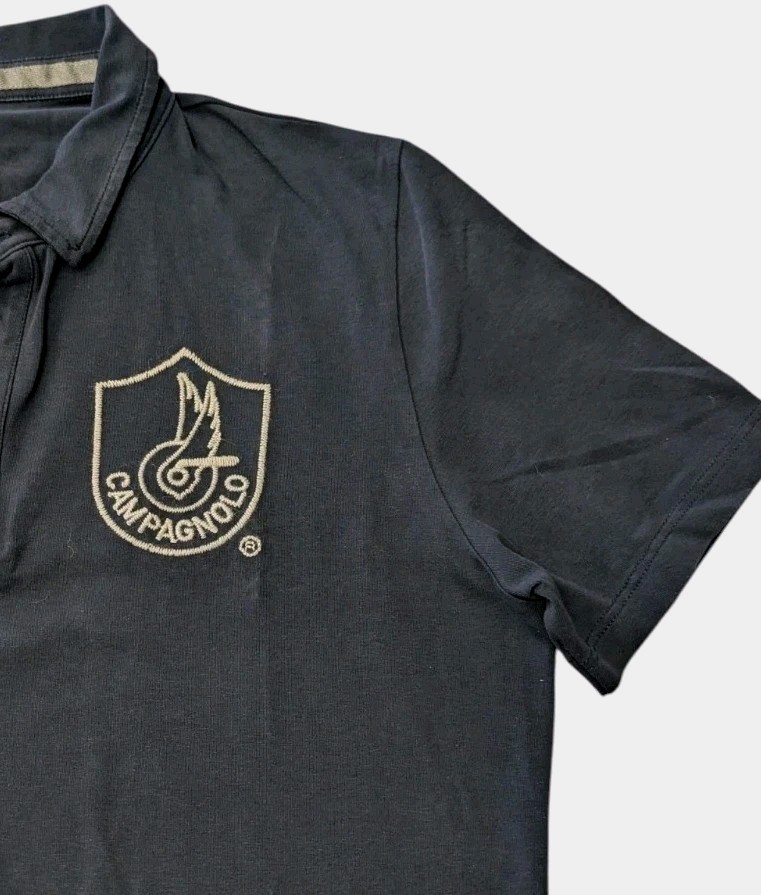 Campagnolo polo shirt, by Campy, navy blue, Made in Italy embroidered patch Sz L