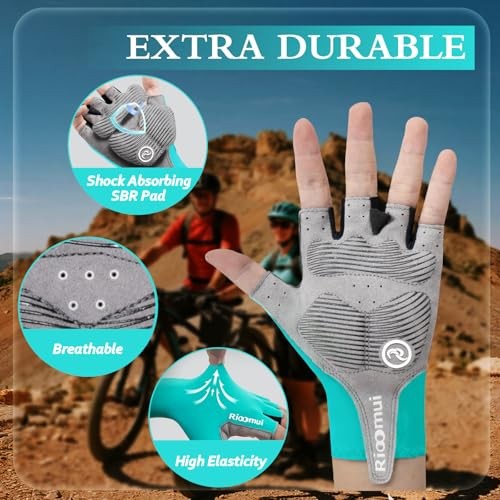 Cycling Gloves,Anti-Slip 5mm Padded Biking Gloves for Men Asia-S=US-XS Blue