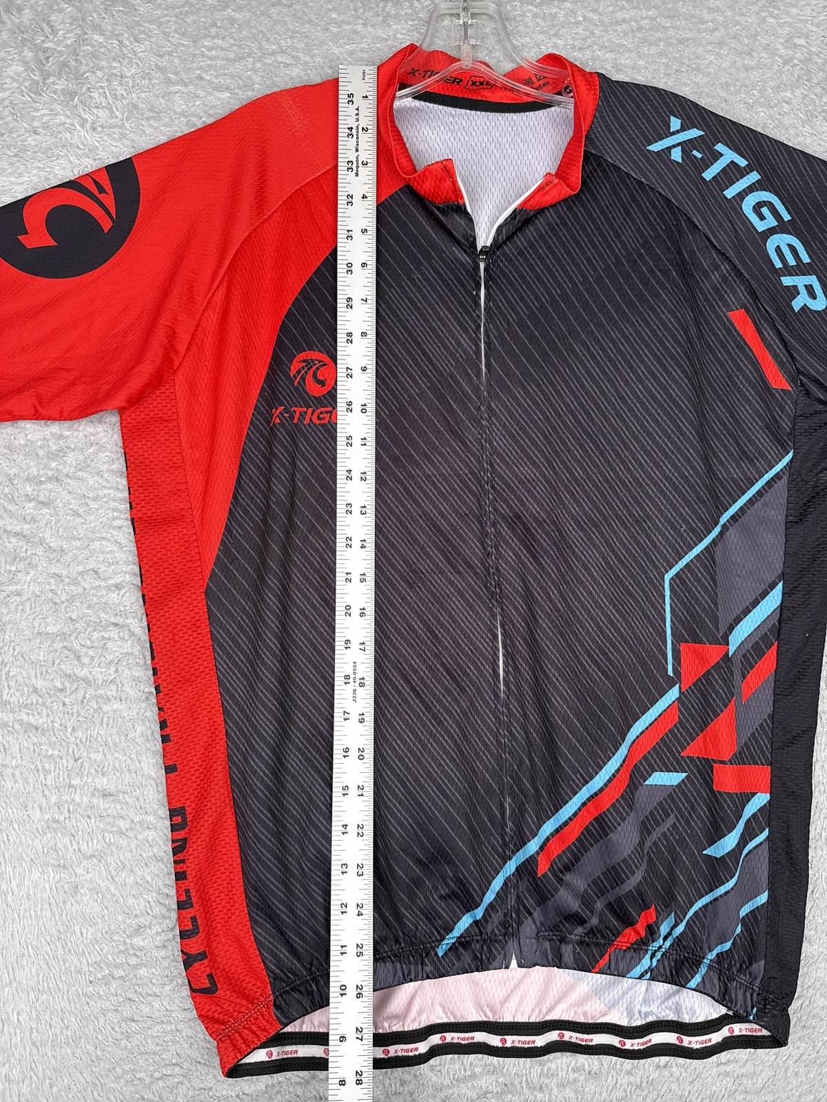 X-Tiger Cycling Jersey Mens XXL Red Black Short Sleeve Full Zip Bike Shirt Top