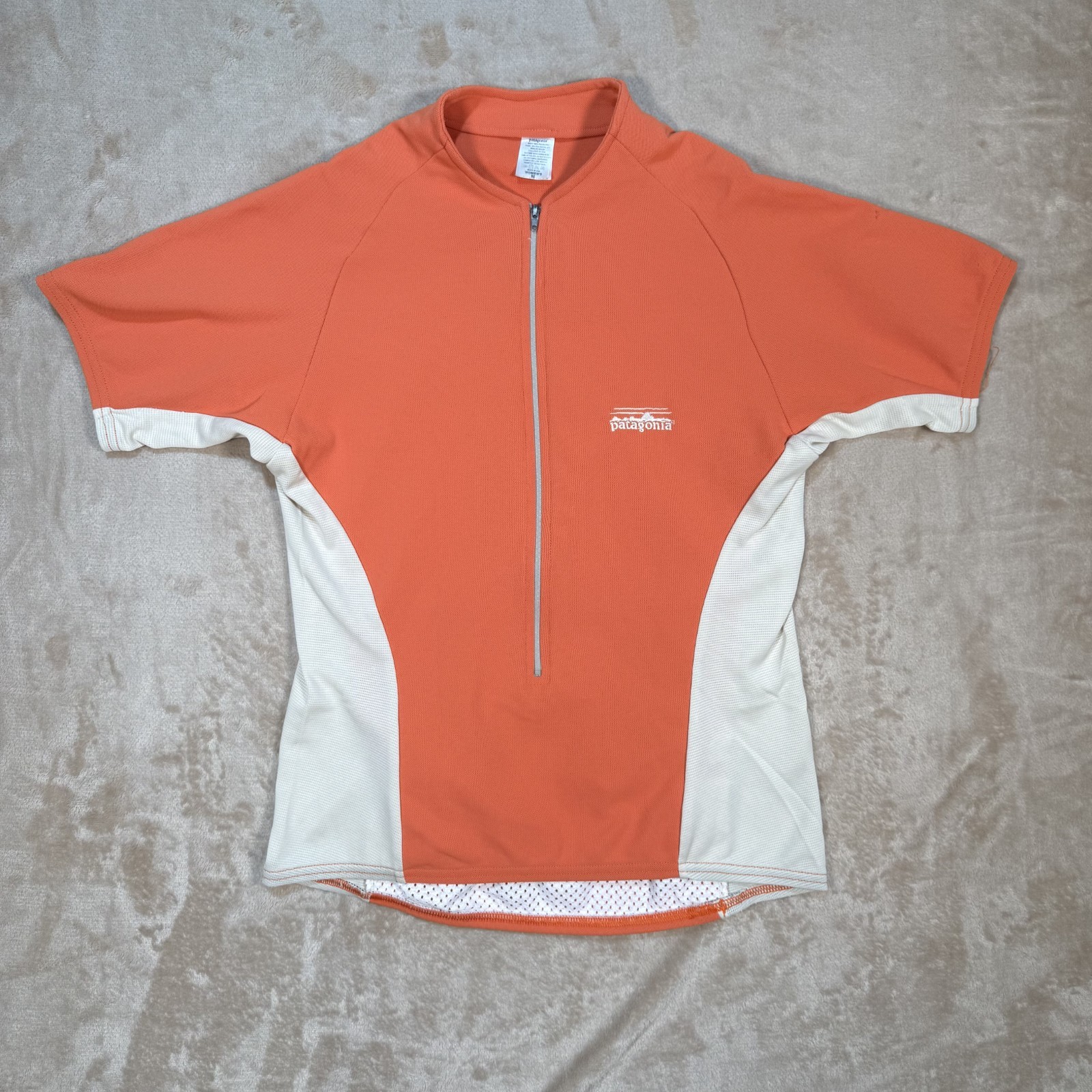 Vintage Patagonia Cycling Jersey Womens Size M Orange Colorblock USA Made